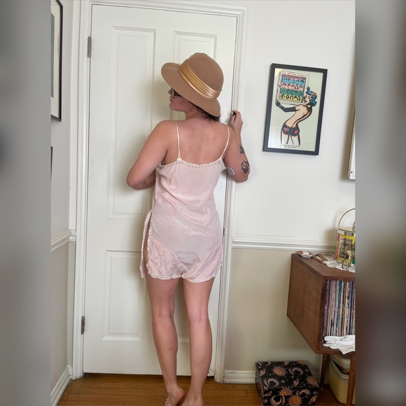 20s Vintage Flapper Pink Silk Step-In - Picture 3 of 16